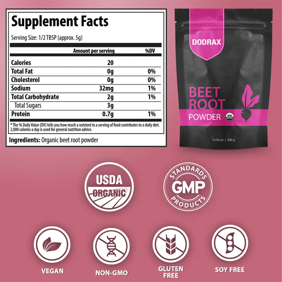 Dodrax® Organic Beet Root Powder™