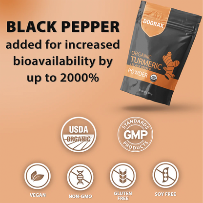 Dodrax® Organic Turmeric + Black Pepper Powder