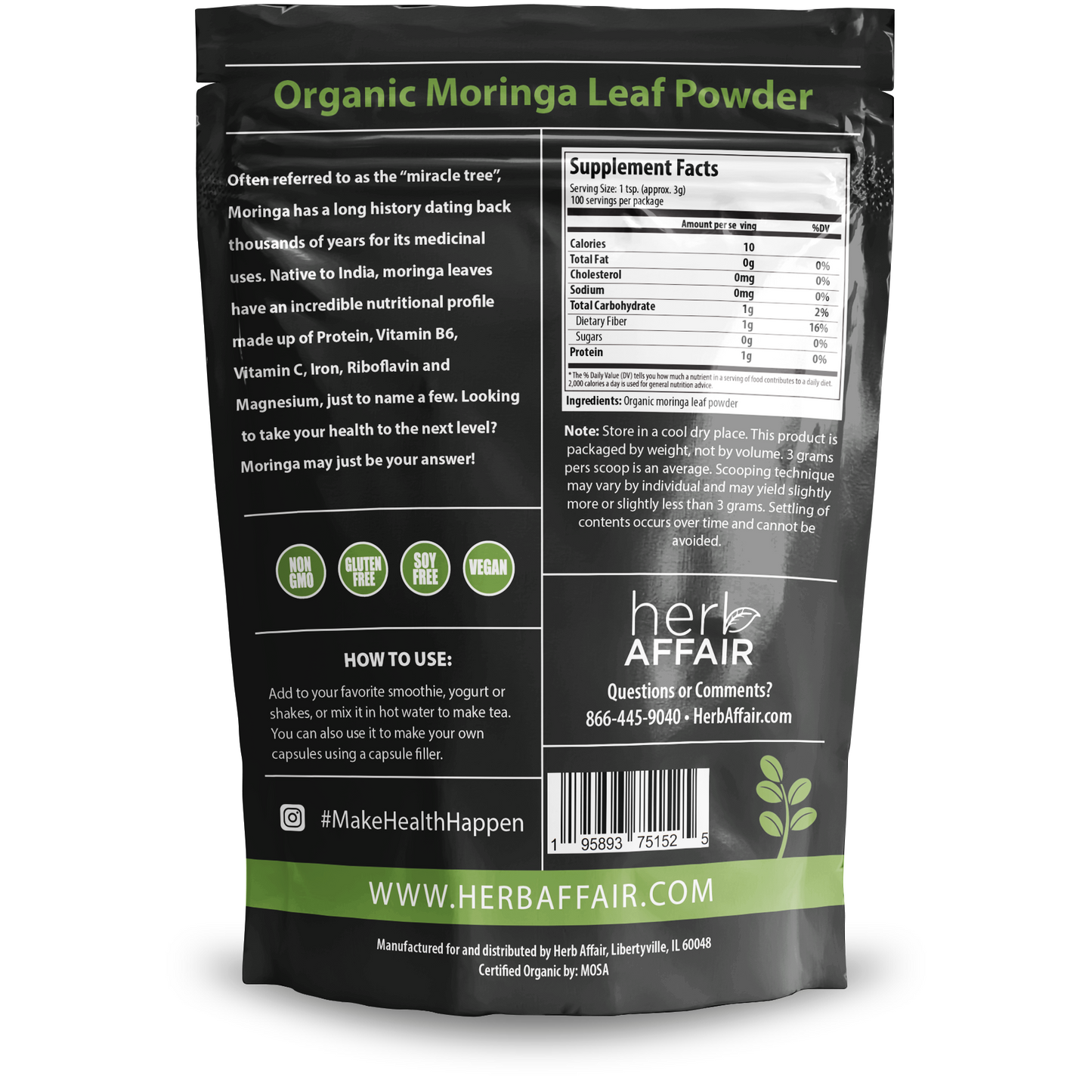 Dodrax® Organic Moringa Leaf Powder (10.58 oz)™