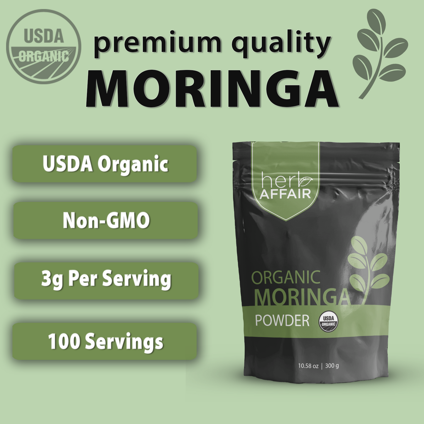 Dodrax® Organic Moringa Leaf Powder (10.58 oz)